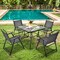 34'' Square Outdoor Dining Table Black Tempered Glass Patio Table with 1.5